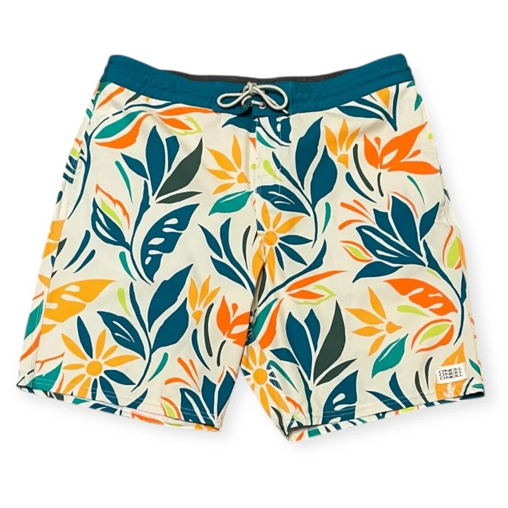 Men's O'NEILL SOL CRUZER BOARDSHORTS IN BONE Size 33 Surf Beach Tropical Trunks